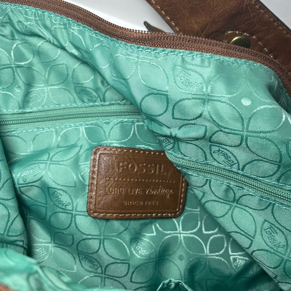 Fossil Striped Multicolor Patchwork Fabric/Leathe… - image 8